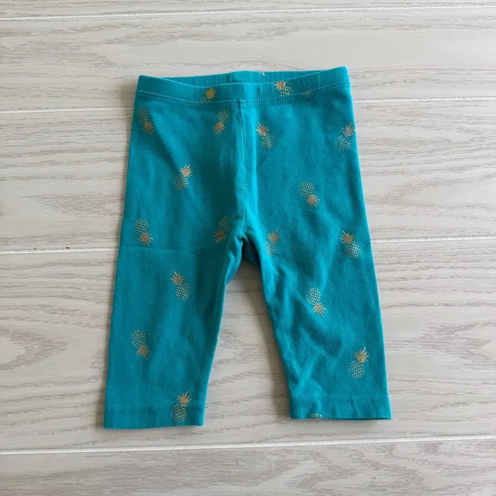 Old Navy Baby Girl Teal Pineapple Capri Leggings – Size 18–24M
